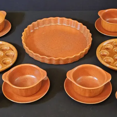 Vintage Villeroy & Boch "Vilbofour" Luxembourg Stoneware Set with Complementary Rustic Accents