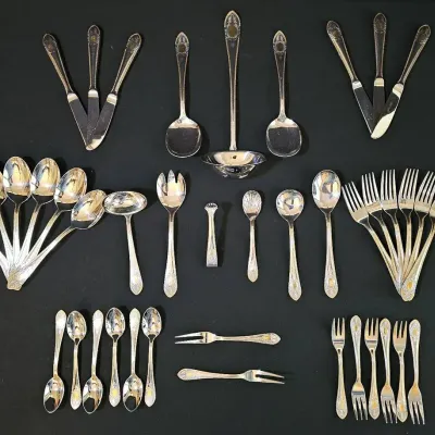 Vintage 3 Plus Solingen 71-Piece 23ct Gold Plated Flatware Set - Service for 12