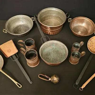Vintage Decorative Copper Cookware & Utensil Lot – Farmhouse Decor