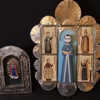 Anita Romero Jones Santa Fe Mixed-Media & Metal Devotional Shadowbox Art...Nice! 