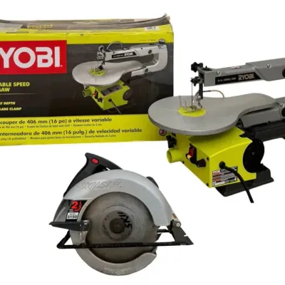Woodworking Power Tool Lot: RYOBI Scroll Saw & SKIL 7-1/4" Circular Saw 