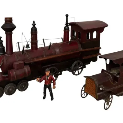 Vintage Wooden Steam Locomotive Folk Art & Antique Dayton Hill Climber Friction Van
