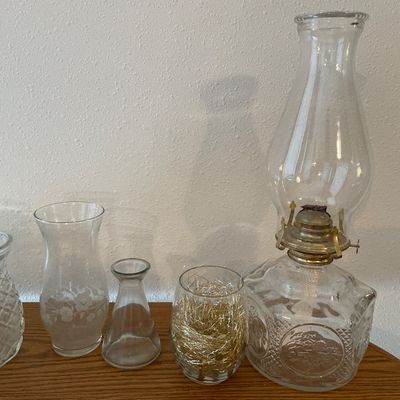 Sale Photo Thumbnail #53: Glass and oil lamp