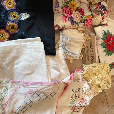 Sale Photo Thumbnail #379: Crochet tablecloths and bear stocking