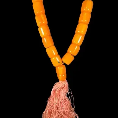Vintage Bakelite Butterscotch Large Barrel Bead - Tassel Strand 