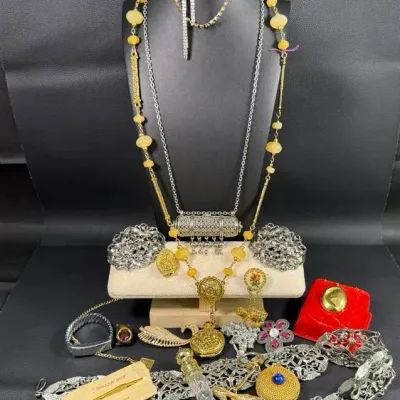 Vintage Ladies Accessories – Estée Lauder, Musi – Perfume Containers, Shoe Clips, And More