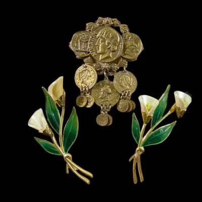 (3) Vintage CoroCraft Brooches
