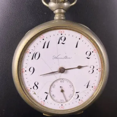 Antique 1910 Hamilton Pocket Watch Parts Or Repair, Not Running