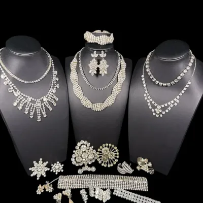 Vintage Clear Rhinestones 1950s Bridal Hollywood Regency Glam