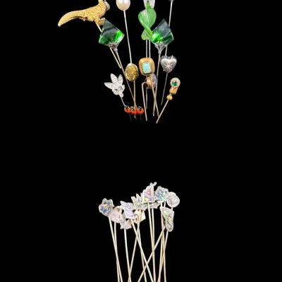 Vintage Hat Pins & Silver Cocktail Picks