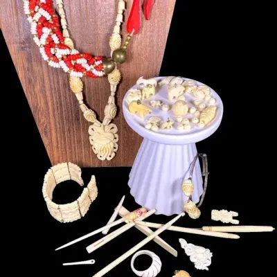 Vintage & Antique Carved Bone, Jewelry, Tools, & Charms - Over 25 Items