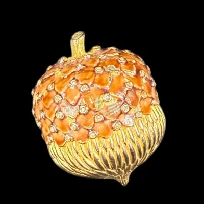 Vintage Cadoro NY, Gold & Enameled Acorn Brooch 