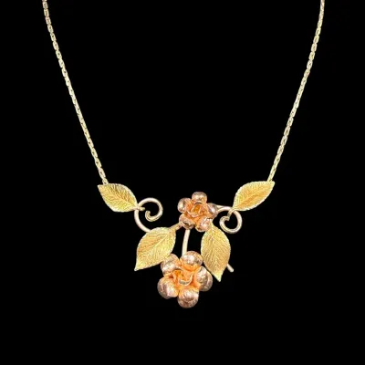Krementz & Co. - Iconic Rose Gold and Yellow Gold Leaf Necklace