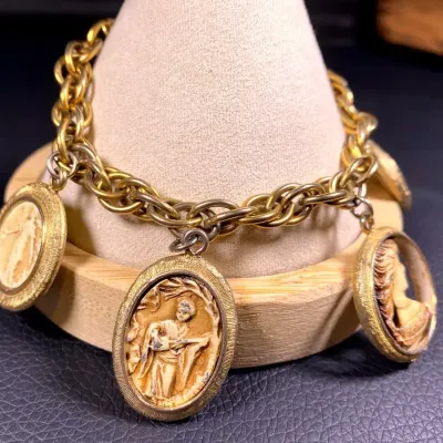 Mid-Century Renaissance Revival Figurative Charm Bracelet