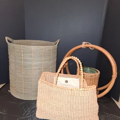 Woven Basket & Rattan Décor Lot