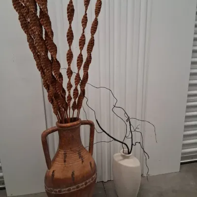 Assorted Decorative Vases and Faux Botanical Accents - 2 Pieces