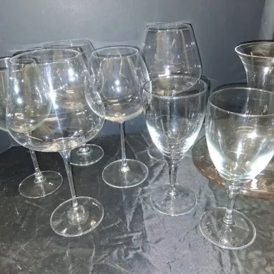 Assorted Wine Glasses & Glass Decanter