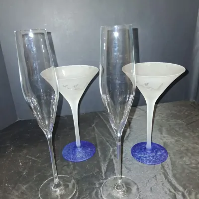 Champagne Flutes & Blue-Base Martini Glasses