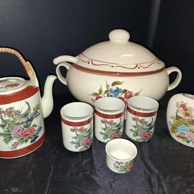 Vintage Japanese Satsuma Style Peacock Ceramic Tableware Collection