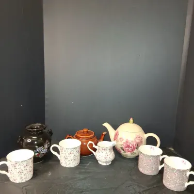 Assorted Floral Teapots, Mugs & Creamer Lot