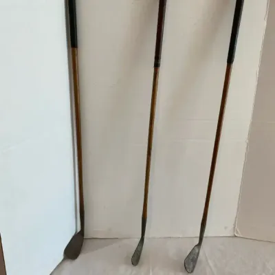 Three 1920’s Wood Shaft and Forged Metal Head Clubs by Crawford Mcgregor & Canny Co. Dayton, Ohio