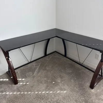 Glass Top Corner Desk