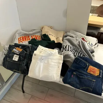 Levi Jeans and Assorted Hooded Sweatshirts