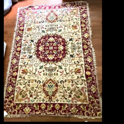 Sale Photo Thumbnail #284: Lot 8975 vintage 1970s portuguese wool area rug roughly 5 5ft x 8ft