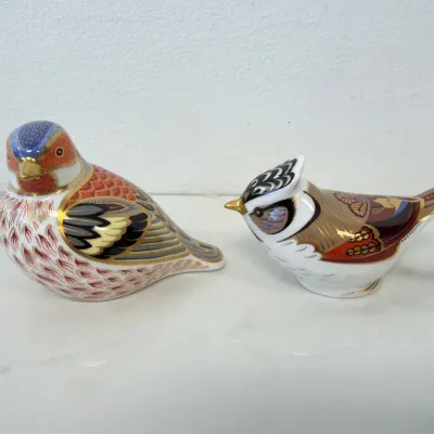 Sale Photo Thumbnail #266: Lot 8957 royal crown derby bone china bird paperweights