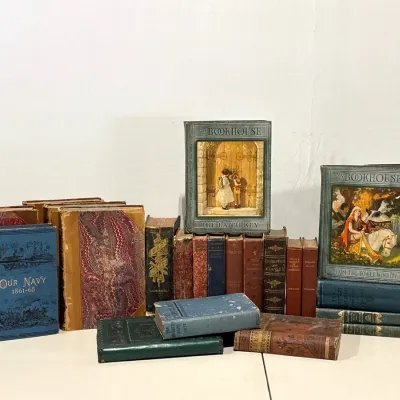 Sale Photo Thumbnail #10: Lot 8655 vintage hardcover books for shelf styling