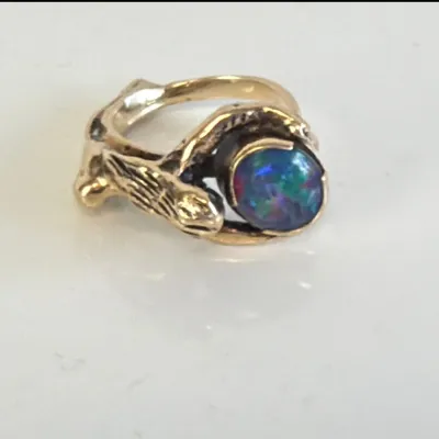 Sale Photo Thumbnail #303: Lot 8998 10k gold artisan black opal ring jewelry