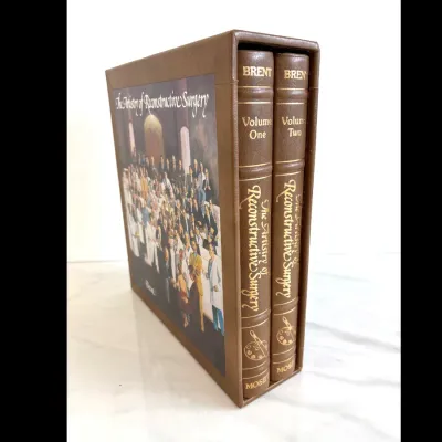Sale Photo Thumbnail #199: "The Artistry of Reconstructive Surgery" by Burt Brent, a rare two-volume medical book set published by Mosby in 1987, complete with its original slipcase.