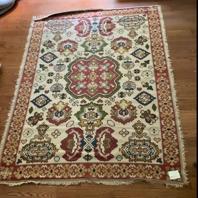 Sale Photo Thumbnail #282: Lot 8973 vintage 1970s portuguese wool area rug roughly 5ft x 7ft
