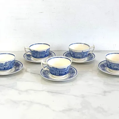 Sale Photo Thumbnail #3: Lot 8619 wedgwood radcliffe college cups and saucers china