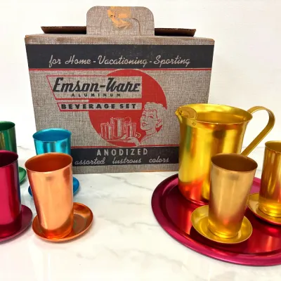 Sale Photo Thumbnail #310: Lot 9005 vintage mcm emson ware aluminum beverage set