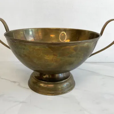 Sale Photo Thumbnail #247: Lot 8937 vintage footed brass pedestal compote bowl