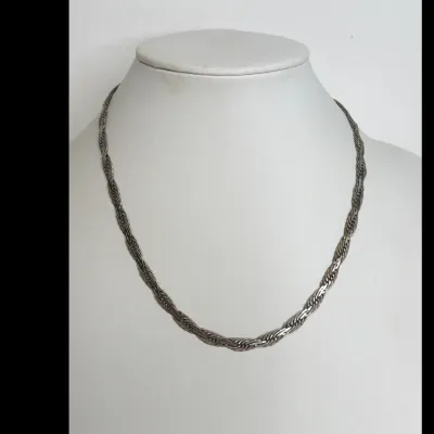 Sale Photo Thumbnail #172: Lot 8855 sterling silver flat braid necklace chain jewelry
