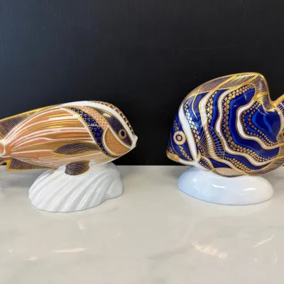 Sale Photo Thumbnail #267: Lot 8958 royal crown derby bone china fish paperweights