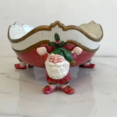 Sale Photo Thumbnail #244: Lot 8934 1989 fitz floyd christmas elves centerpiece bowl