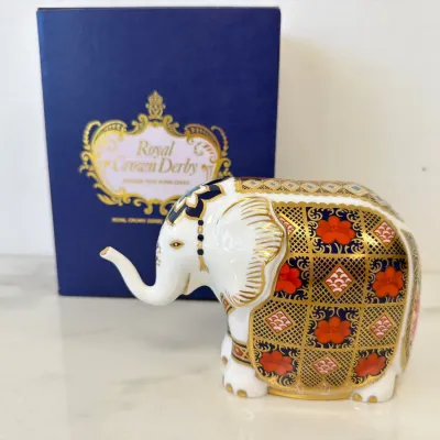 Sale Photo Thumbnail #265: Lot 8956 royal crown derby bone china imari elephant paperweight