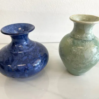 Sale Photo Thumbnail #147: Lot 8829 phil morgan signed crystalline pottery vases