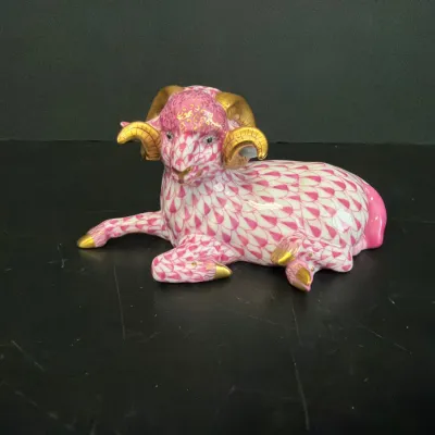 Sale Photo Thumbnail #252: Lot 8943 herend hungary handpainted porcelain ram figurine
