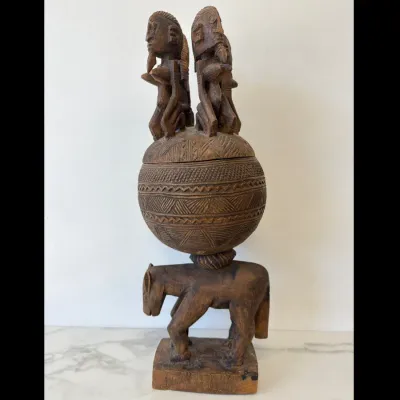 Sale Photo Thumbnail #110: Lot 8791 hand carved wooden african ritual bowl