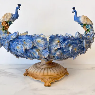 Sale Photo Thumbnail #181: Lot 8865 luxe plumes peacock pedestal centerpiece bowl