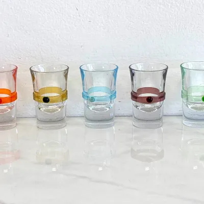 Sale Photo Thumbnail #352: Lot 9048 5 salviati art glass shot glasses
