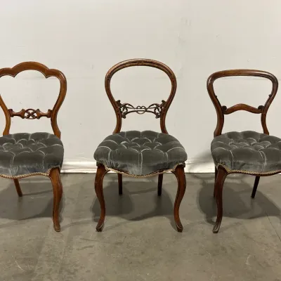Sale Photo Thumbnail #444: Lot 50434 antique victorian balloon back chairs