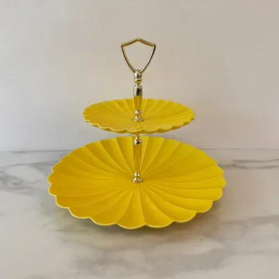Sale Photo Thumbnail #183: Lot 8867 vintage calif usa two tiered snack tidbit serving tray