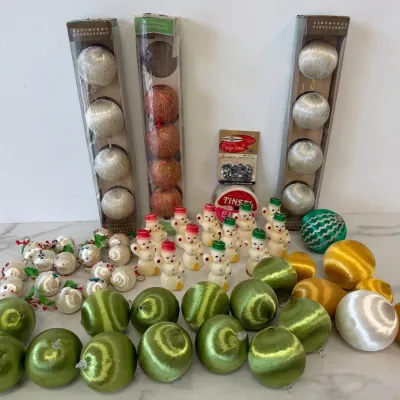 Sale Photo Thumbnail #137: Lot 8819 vintage christmas ornaments snowman candles