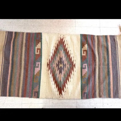 Sale Photo Thumbnail #95: Lot 8774 vintage southwestern woven wool flatweave rug
