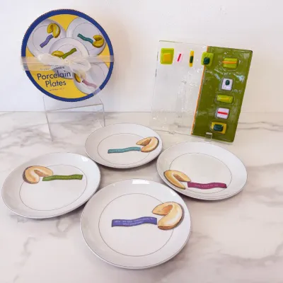 Sale Photo Thumbnail #261: Lot 8952 boston warehouse fortune cookie plates fused art glass plate